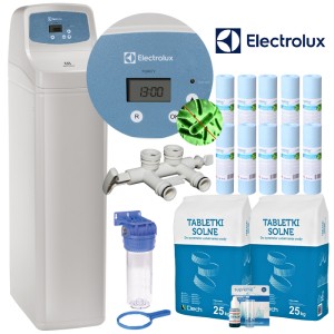 ELECTROLUX17L PURIFY_ALL, ZMIĘKCZACZ WODY Z WĘGLEM AKTYWNYM, UP-FLOW, BY-PASS, SUCHY ZBIORNIK, 5 LAT GWARANCJI.